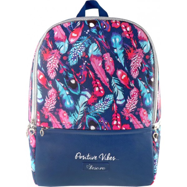Σχολική τσάντα πλάτης δημοτικού πολύχρωμη Tesoro Positive Vibes 0582196