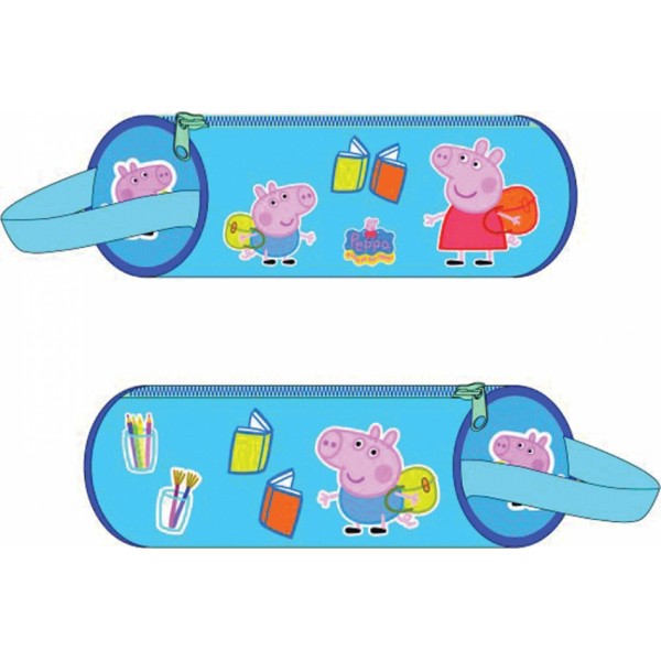 Κασετίνα βαρελάκι Peppa Pig & George  γαλάζιο χρώμα 0480825 